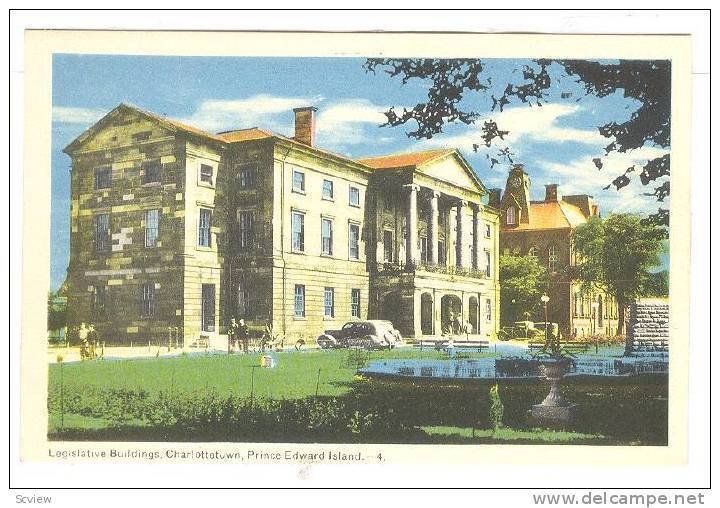 Legislative Buildings with pond at entrance, Charlottetown, Prince Edward Isl...