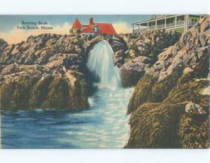 Unused Linen WATERFALL SCENE York Beach Maine ME E4355