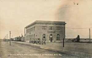 Massena Springs NY N. Y. C. Railroad Station Train Depot Real Photo Postcard