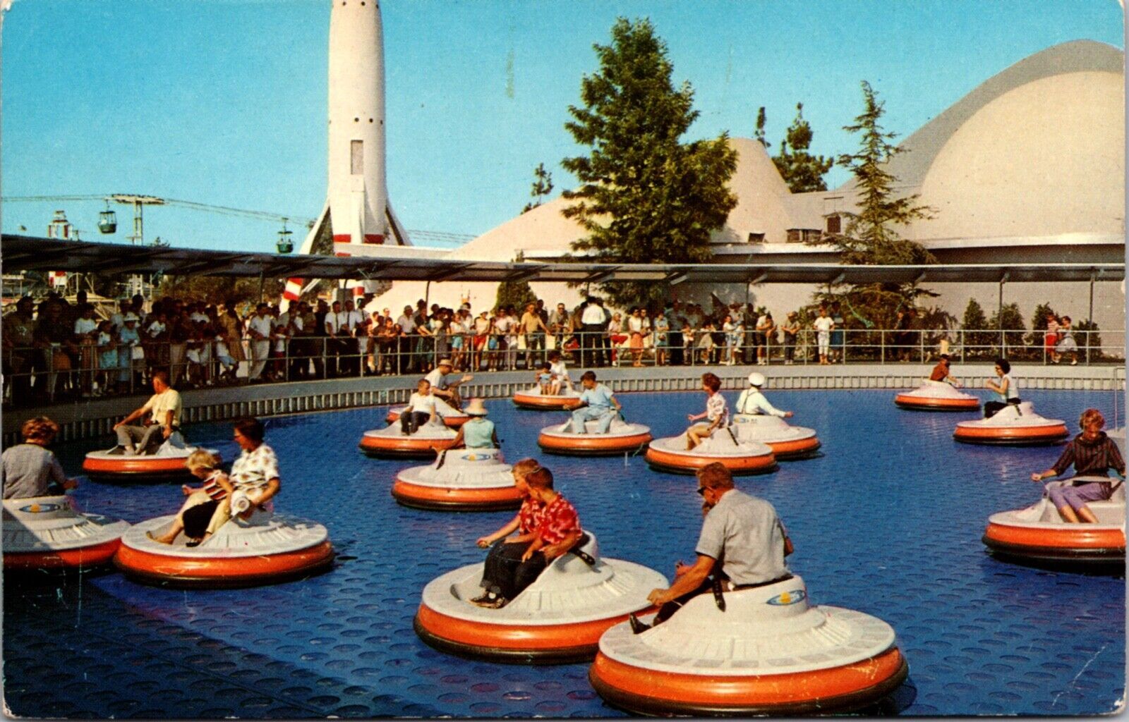 Disneyland Postcard Flying Saucers Ride Floating Bumper Cars