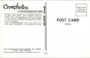 Picturesque Crowfields Condominiums, Ashville, North Carolina Postcard K28