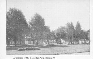 F40/ Burton Ohio Postcard c1910 Glimpse of Beautiful Park Gazebo