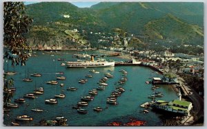 Vtg Santa Catalina Island California Boats Ships On The Bay At Avalon Postcard