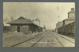 Humboldt NEBRASKA RPPC 1910 DEPOT Train Station BURLINGTON RR nr Auburn