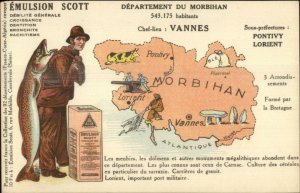 Emulsion Scott Fisherman & Fish & France Map Series Postcard VANNES