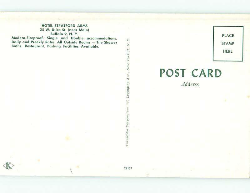 Unused Pre-1980 STRATFORD ARMS HOTEL Buffalo New York NY Q5585-23