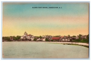 c1920's Along East Shore Jamestown Rhode Island RI Unposted Handcolored Postcard