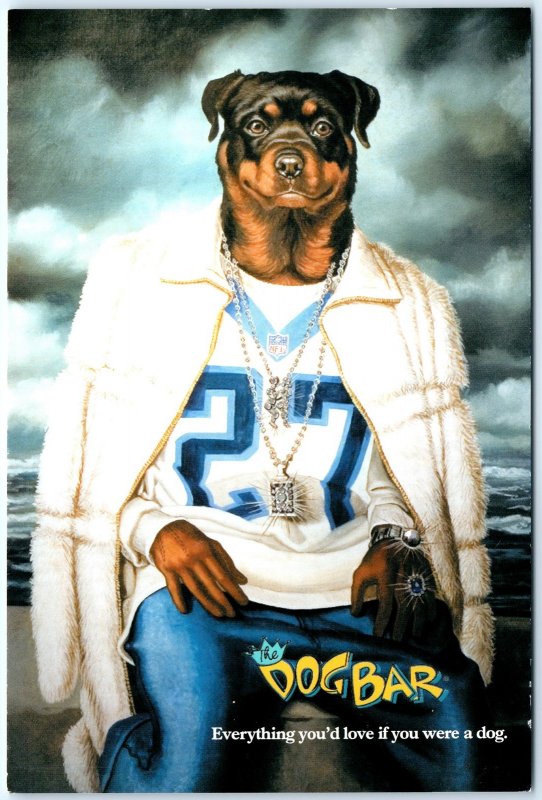 c1990s Miami FL Dog Bar Blinged Out Rottweiler Rapper Parody Ad Humor 4x6 PC M16