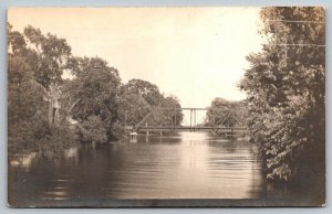 RPPC  Railroad Bridge over River   Real Photo Postcard  c1920