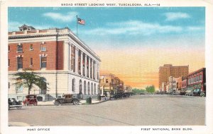 Tuscaloosa Alabama 130s Postcard Broad Street First National Bank Building