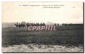 Old Postcard Militaria Paris Longchamps Review July 14, 1907 The state Genera...