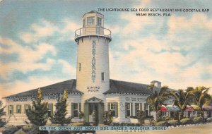 LIGHTHOUSE SEAFOOD RESTAURANT & BAR MIAMI BEACH FLORIDA POSTCARD 1950