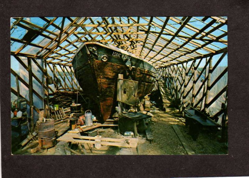 ME Schooner Isaac H Evans Perry & Small Shipyard Bath Museum Maine Postcard