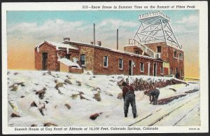Summer Snow Scene at Pikes Peak Summit House Colorado Springs CO Unused c1920s