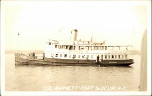 Fort Slocum NY Steamer Bot Col. Barnett Real Photo Postcard