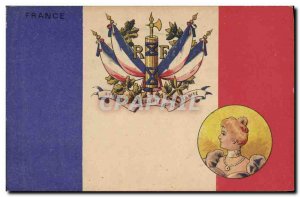 Old Postcard Flag Woman France