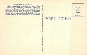 CHICAGO, IL Illinois  ELK'S NATIONAL MEMORIAL~Fraternal Order  c1940's Postcard