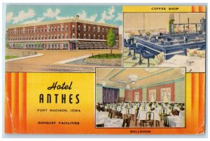 1951 Hotel Anthes Fort Madison Iowa IA Omaha Nebraska Multiview Vintage Postcard