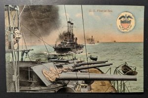 Vintage Navy US Fleet at Sea 12 Inch Turret Guns Real Picture Postcard RPPC