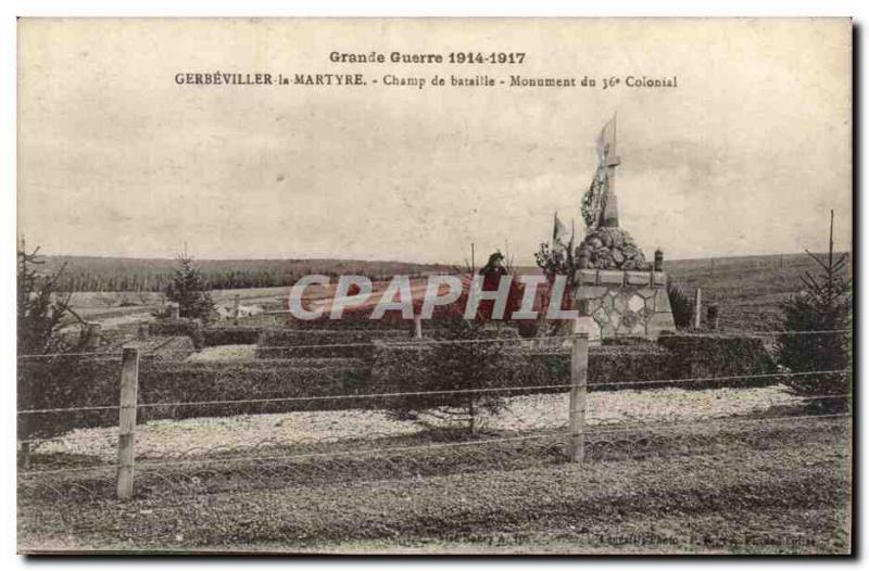 Gerbeviller the martyrdom Old Postcard Battlefield Monument colonial 36th