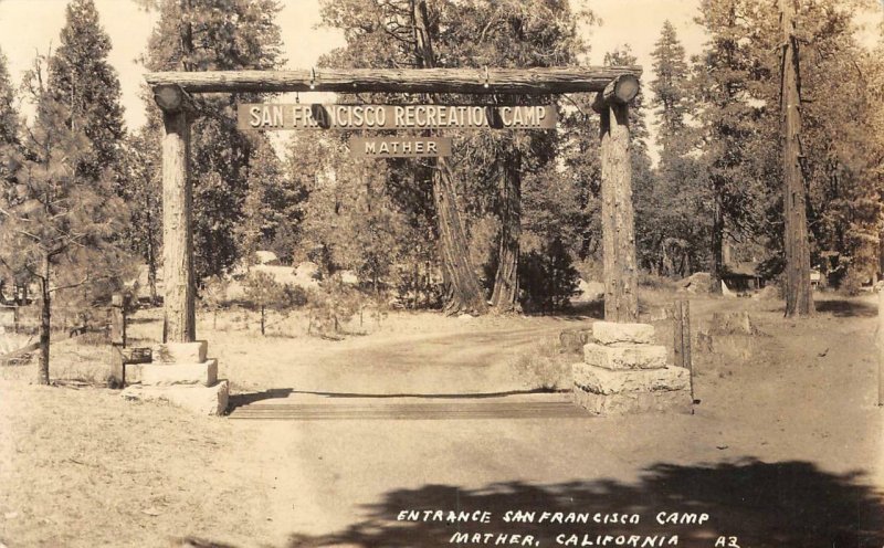 RPPC San Francisco Recreation Camp Entrance, Mather, CA c1940s Vintage Postcard
