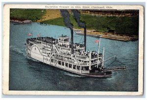 1923 Excursion Steamer Ship On Ohio River Cincinnati Ohio OH Vintage Postcard