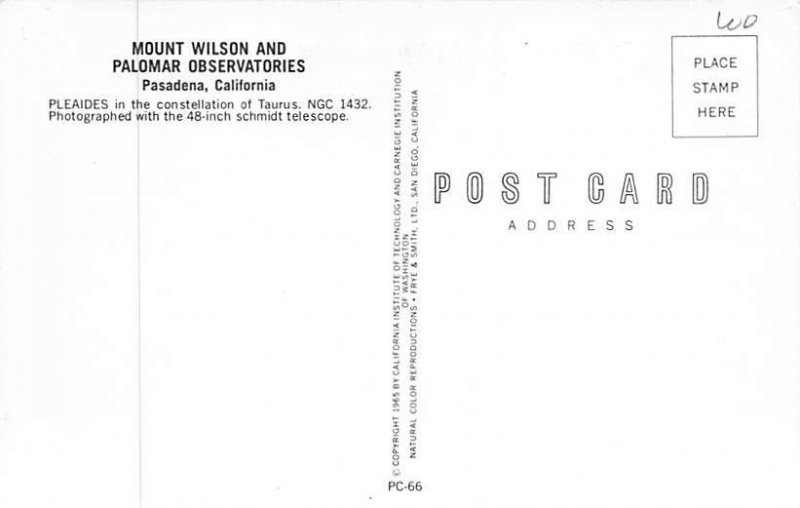 Mount Wilson Observatory CA, USA Space Unused 