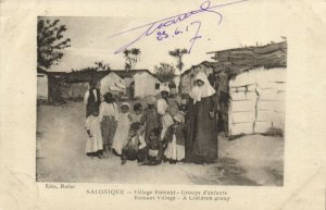 PC CPA GYPSIES, GREECE, SALONIQUE, VILLAGE ROMANI, Vintage Postcard (b24902)