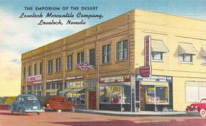 NV, Nevada LOVELOCK MERCANTILE~Drug Store PERSHING CO Roadside  c1940's Postcard