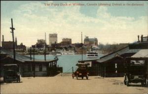 Windsor Ontario Ferry Boat View Down Street to Dock c1910 Postcard EXC COND