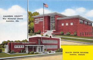 J39/ Anniston Alabama Postcard Linen Calhoun County Library Health 144