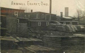 Postcard RPPC Ohio Erhart Sawmill Logging lumber 1909 23-2127