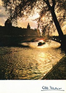 Postcard Romantisme De La Seine Lake Scene And Bidges Paris France