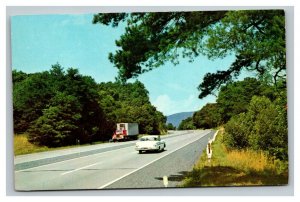 Vintage 1950's Postcard Panoramic View Antique Cars on the Pennsylvania Turnpike