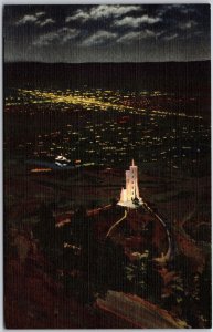 Will Rogers Shrine of the Sun at Night Colorado Springs in Background Postcard