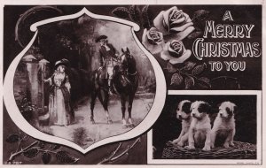 Merry Christmas Highwayman Old Real Photo Postcard