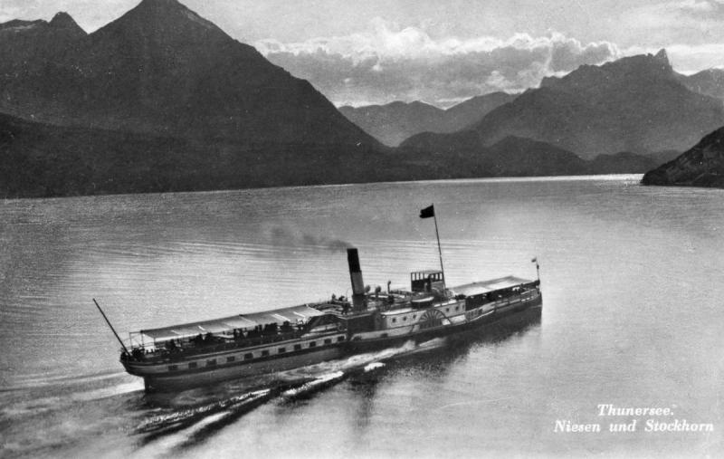 Switzerland - Thunersee. Niesen and Stockhorn.    *RPPC