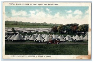 1918 Partial Birds Eye View Camp Dodge Grove Right Des Moines Iowa IA Postcard