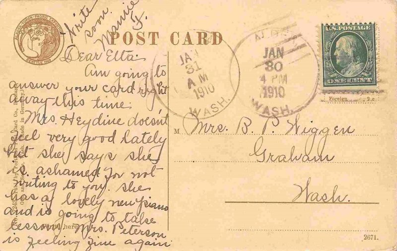 Logging Train Hauling Logs Clark County Washington 1910 postcard