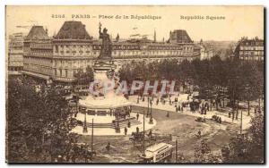 Old Postcard Paris Place de la Republique