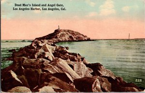 Dead Man's Island and Angel Gate, Los Angeles Harbor CA Vintage Postcard M60