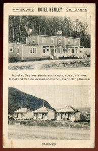 h515 - MARSOUI Quebec Postcard 1938 Gaspe. Hotel Henley