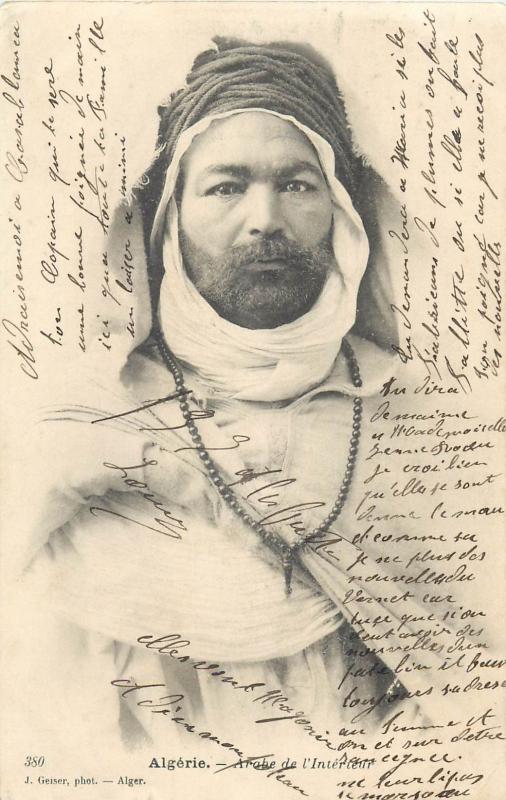 Algerian infantry warrior J. Geiser photo postcard 