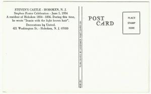 Hoboken NJ Stevens Castle on Stephen Foster Day in 1954 Repro Postcard
