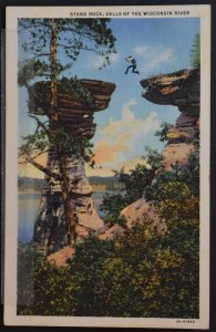 Wisconsin Dells, WI - Stand Rock (with person jumping to rock)