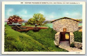 Fort Niagara - New York - Eighteen Pound Cannons - Civil War Period - Postcard