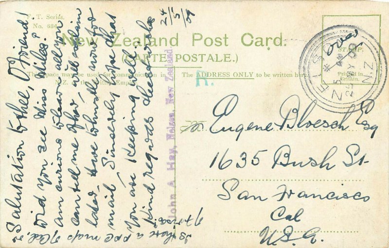 Vintage Postcard Pateena Passenger Ship Leaving Nelson New Zealand South Island