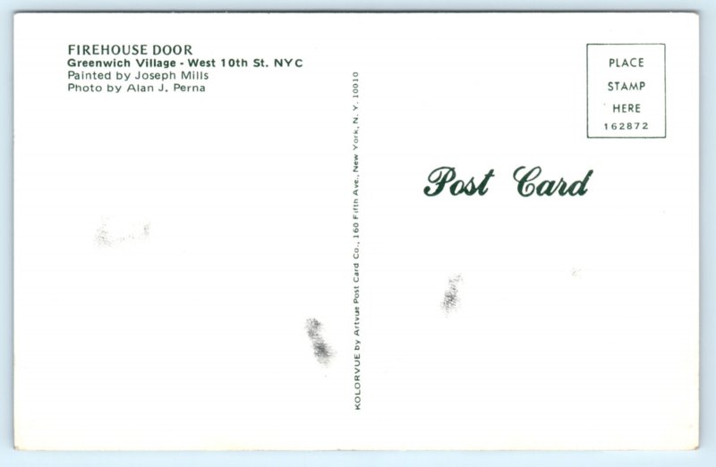 NY FDNY Firehouse Postcard New York