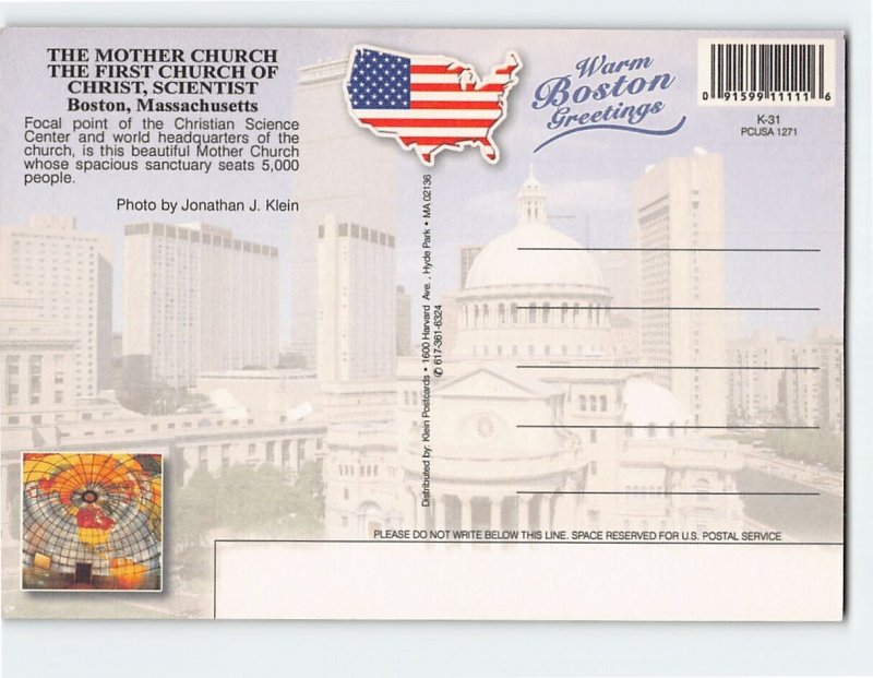 Postcard The Mother Church The First Church of Christ Scientist Boston MA