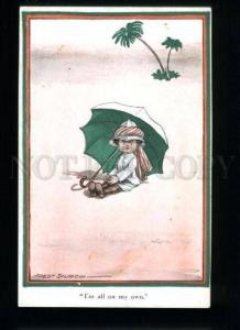 134475 Boy TRAVELLER Desert UMBRELLA by SPURGIN vintage COMIC